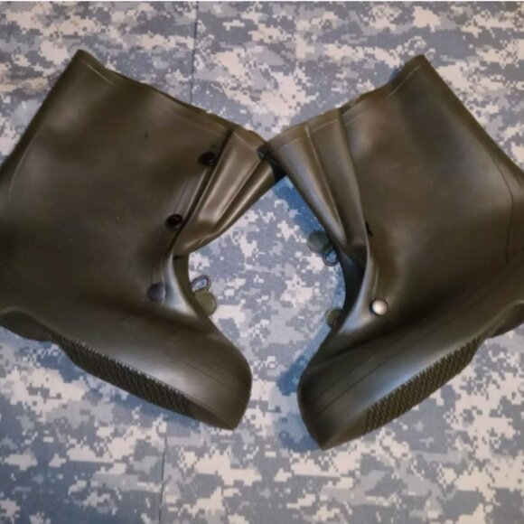 US MILITARY sz12-12.5 OD GREEN RUBBER WATERPROOF OVERBOOTS GALOSHES BOOTS - Picture 4 of 12
